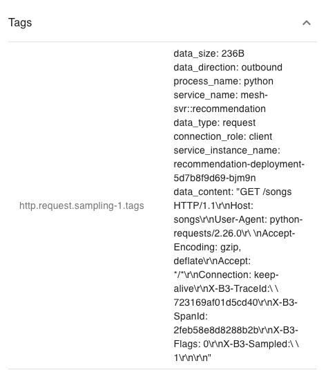图 12:Zipkin span 标签中的事件原始数据。